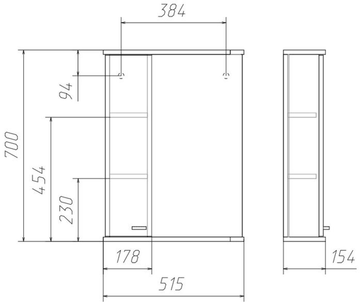 Шкаф-зеркало Классик 50 левый АЙСБЕРГ (DA1048HZ) | фото 3