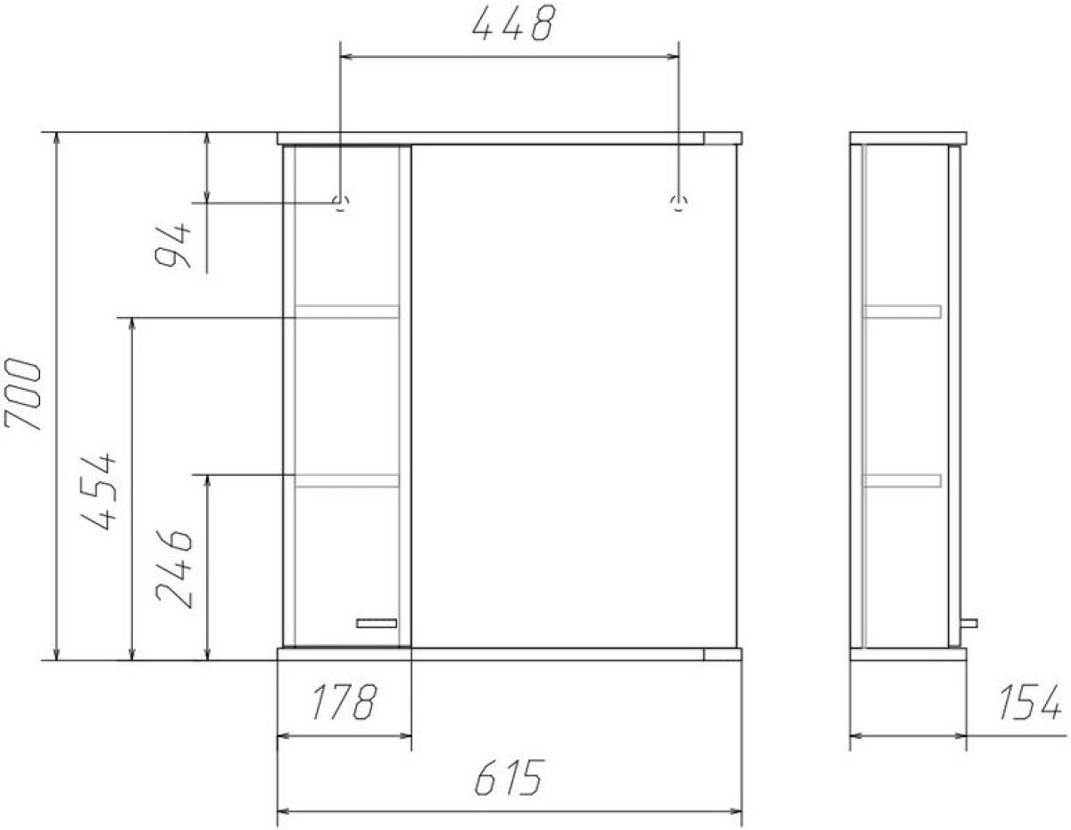 Шкаф-зеркало Классик 60 левый АЙСБЕРГ (DA1052HZ) | фото 3