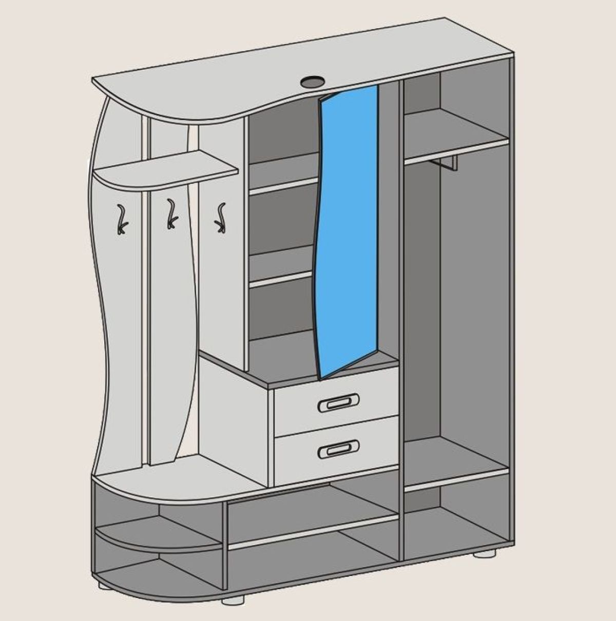 Прихожая Иннэс-1 вариант-1.6 Левая (венге/дуб белфорт) | фото 2