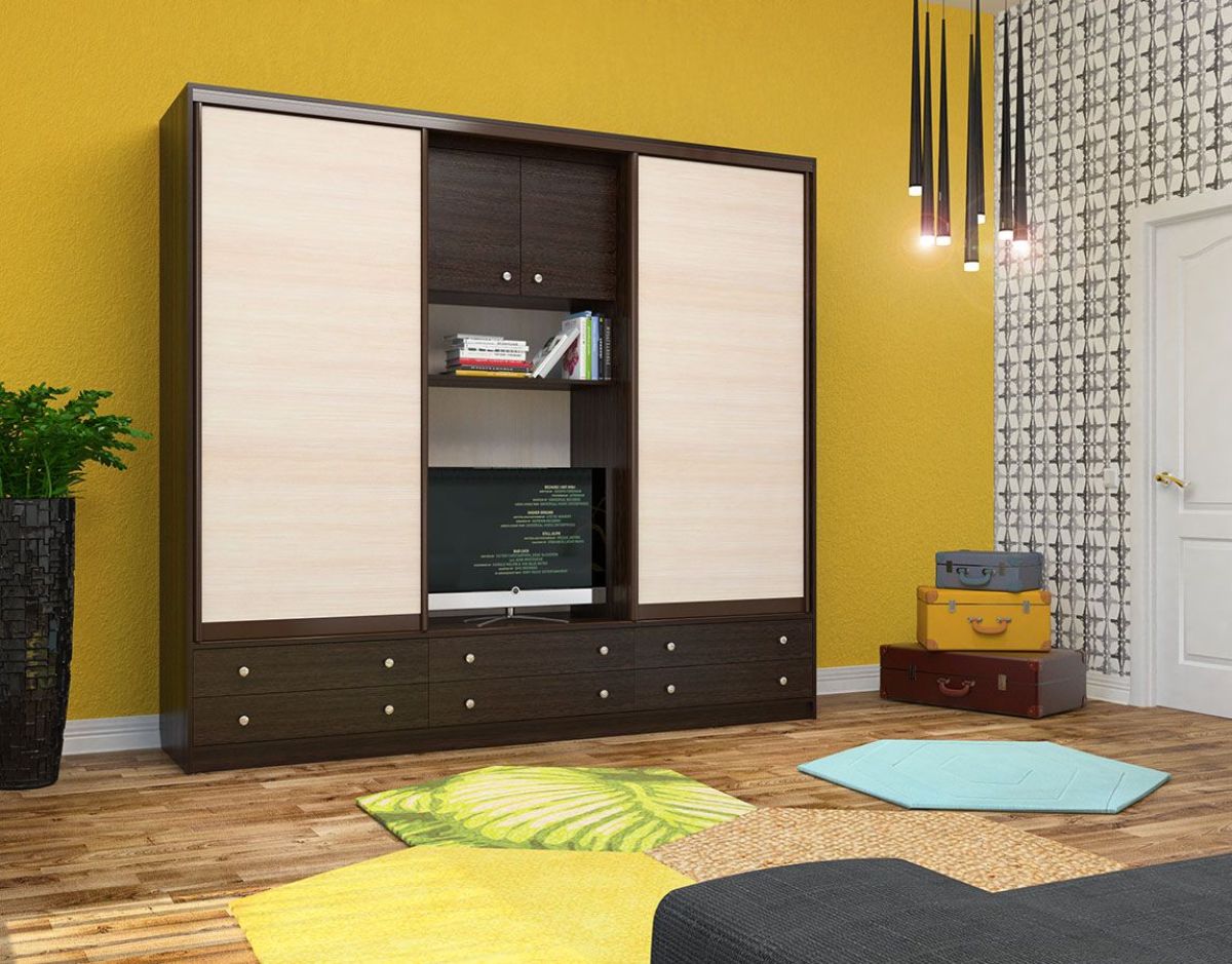 Шкаф-купе Галина с нише под ТВ 2800 ЛДСП/ЛДСП (монорельс) ЛДСП 1 кат. | фото 5