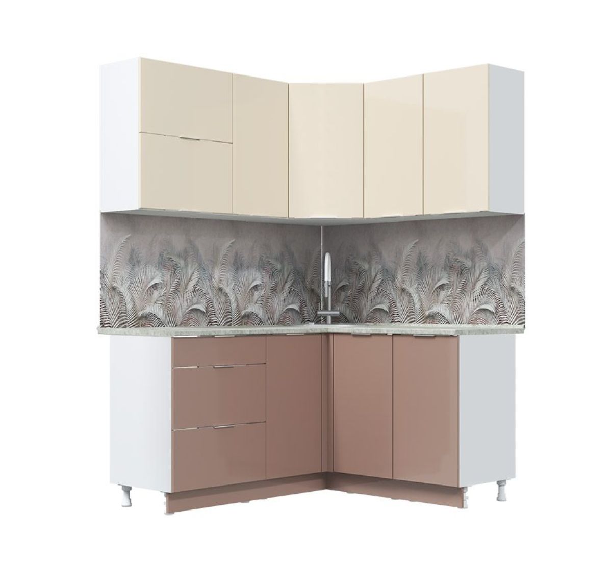 Кухонный гарнитур Асти-латте угловой 1,4*1,6 | фото 3