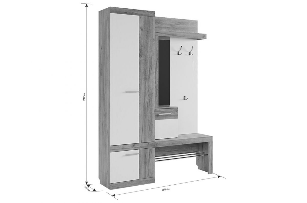 АЛЕКС Прихожая (дуб крафт золотой/белое дерево) | фото 4