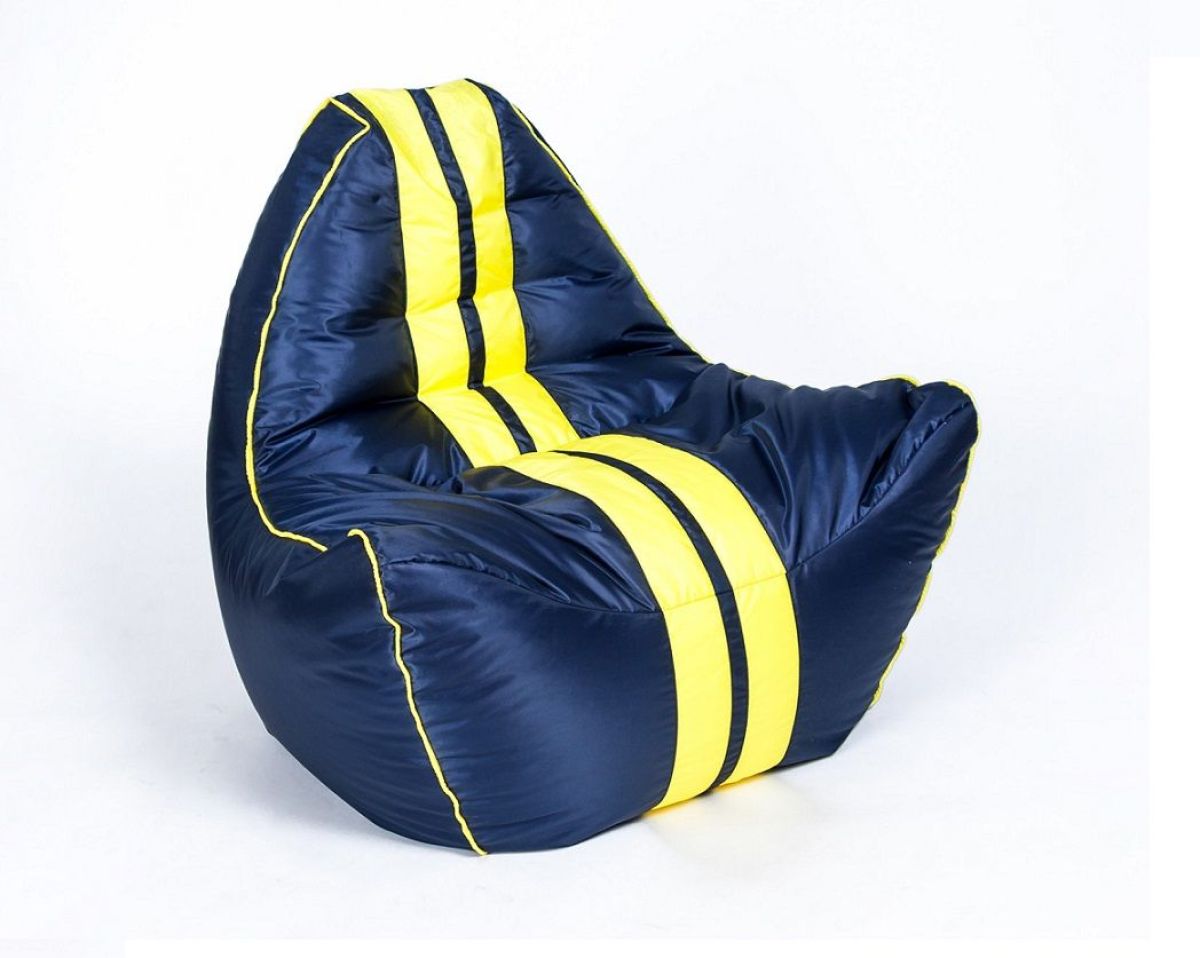 Кресло бескаркасное Авто (Черное с желтой полосой) | фото 2