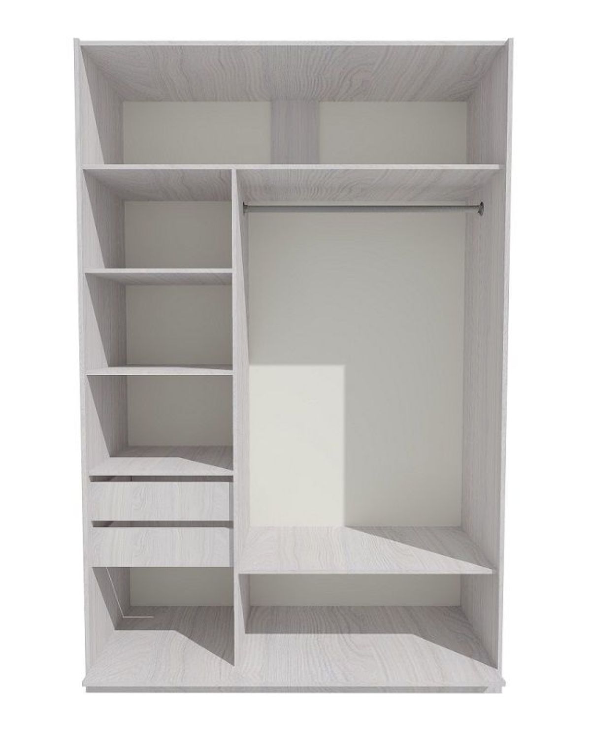 Шкаф-купе 1700 серии SILVER S1+S1+B2+PL2 (2 ящика+1 штанга+1 полка) профиль «Серебро» | фото 2