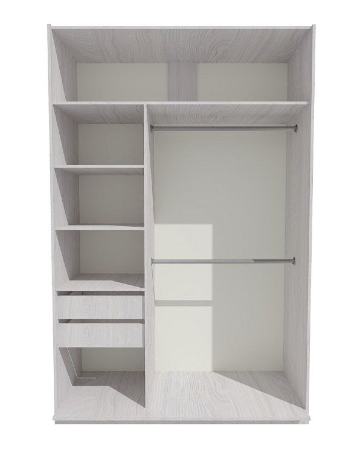 Шкаф-купе 1500 серии SILVER S5+S5+B2+PL3 (2 ящика+2 штанги) профиль «Серебро» | фото 2