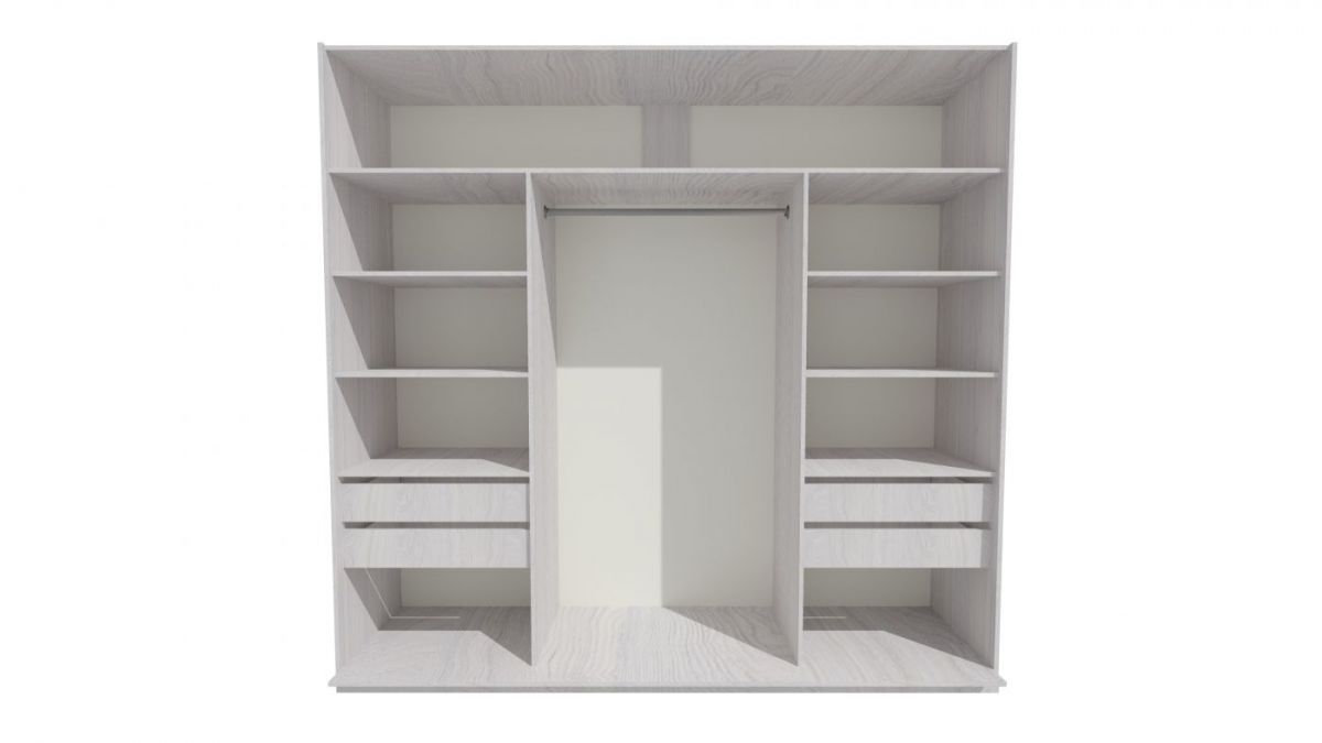 Шкаф-купе 2250 серии SILVER S6+S1+S6Z B22+PL1 (по 2 ящика лев/прав+1 штанга) профиль «Серебро» | фото 2