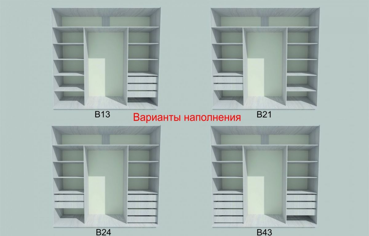 Шкаф-купе 2250 серии SILVER S6+S1+S6Z B22+PL1 (по 2 ящика лев/прав+1 штанга) профиль «Серебро» | фото 4