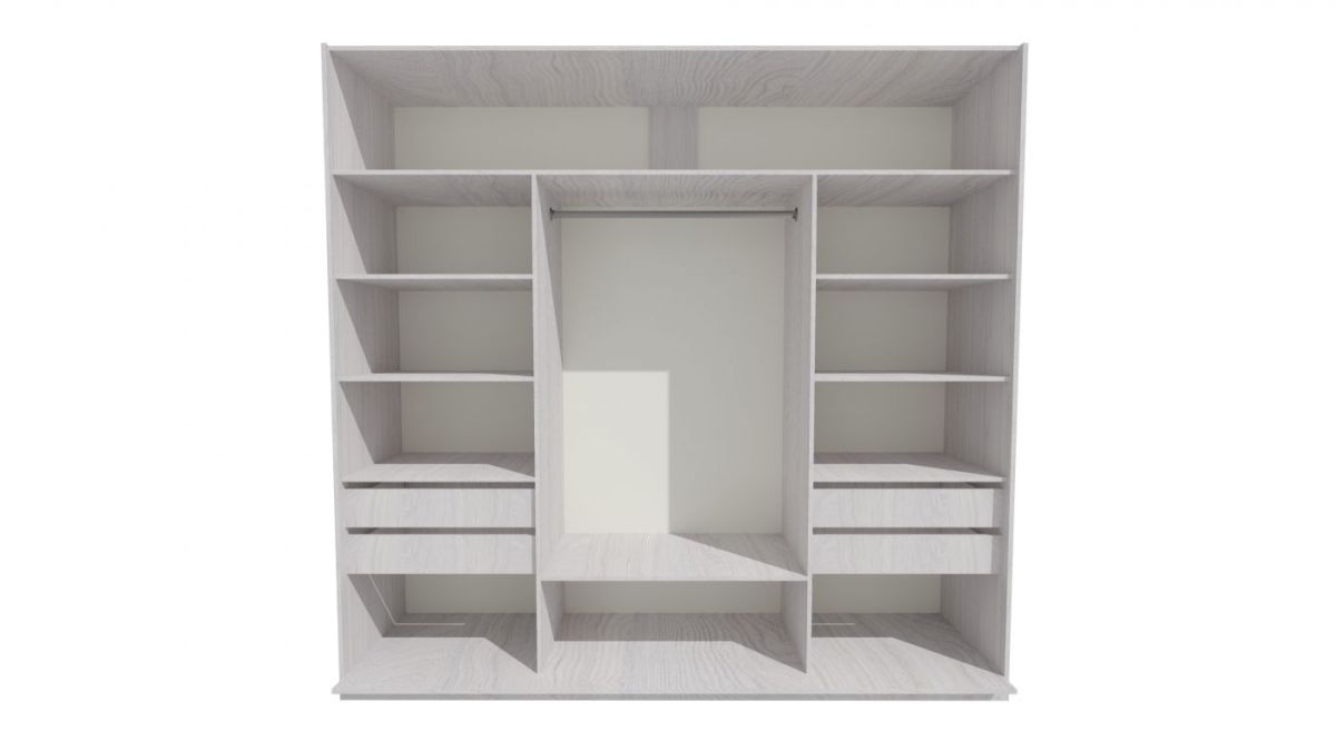 Шкаф-купе 1950 серии SILVER S3+S1+S3Z B22+PL2 (по 2 ящика лев/прав+1штанга+1 полка) профиль «Серебро» | фото 2