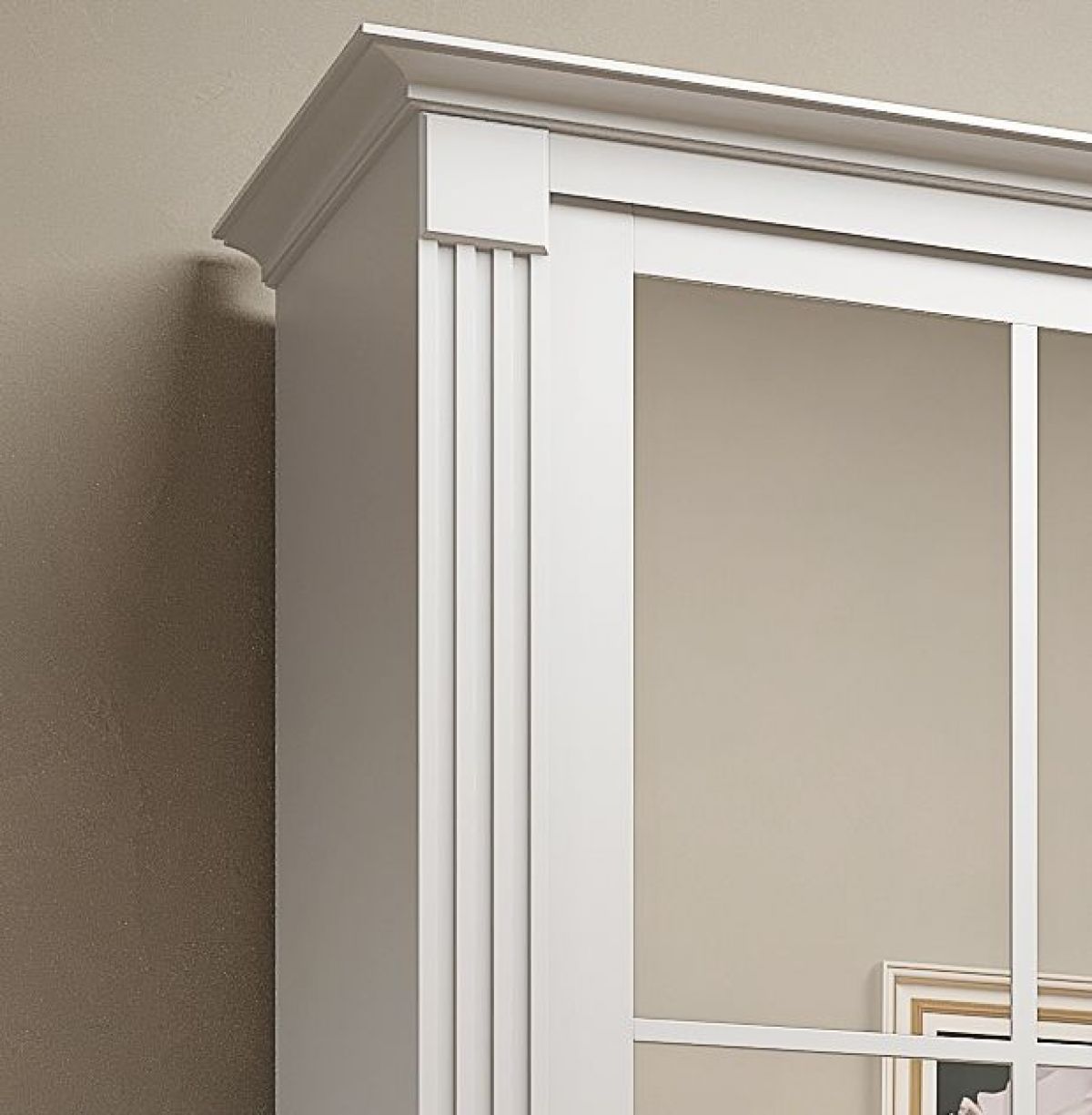 Шкаф-купе 2450 серии NEW CLASSIC K4+K4+K4+B22+PL4 (по 2 ящика лев/прав+F обр.штанга) профиль «Капучино» | фото 4