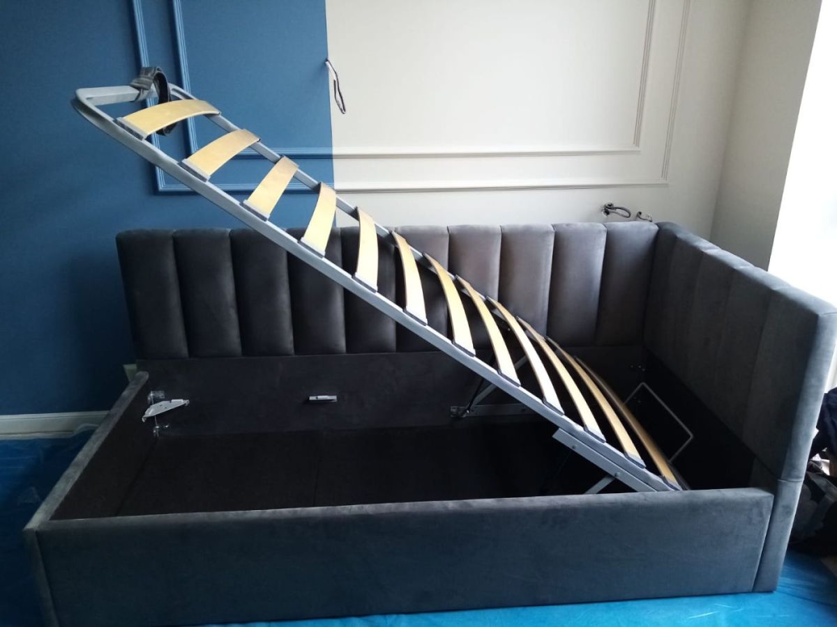 Кровать угловая Мия интерьерная +основание/ПМ/бельевое дно (80х200) | фото 3