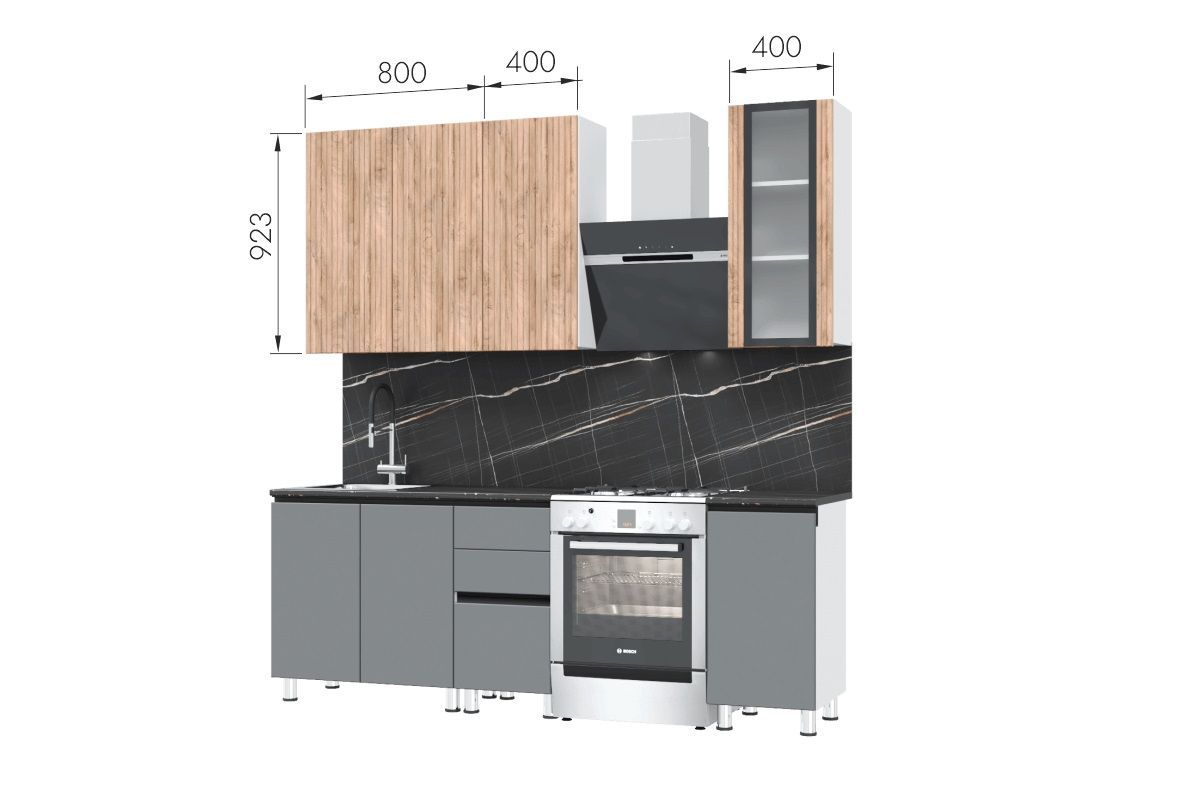 БЬЯНКА Кухонный гарнитур 1,6 белый/лиственница охотская/смоки софт | фото 2