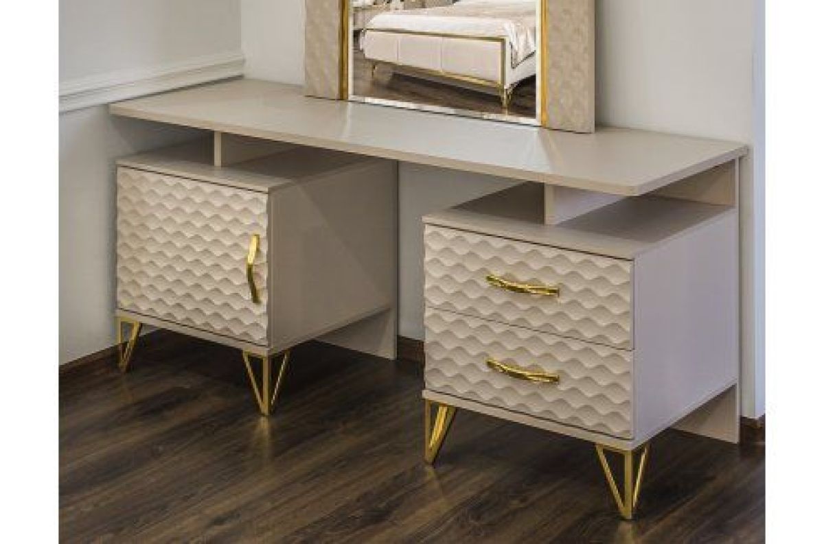 Стол туалетный Lara + Зеркало (бежевый глянец) | фото 5