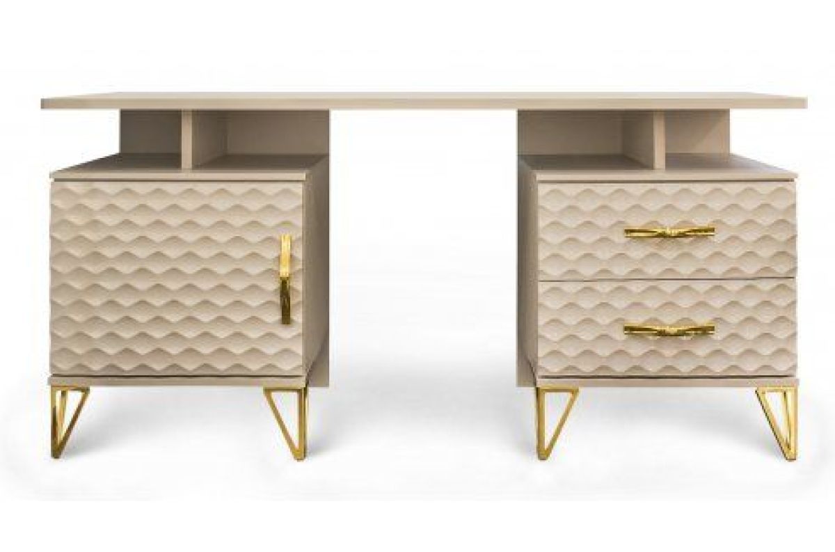 Стол туалетный Lara + Зеркало (бежевый глянец) | фото 2