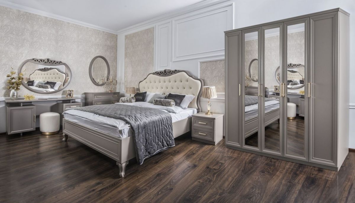 Шкаф 5-ти ств с зеркалами Мокко (серый камень) | фото 4