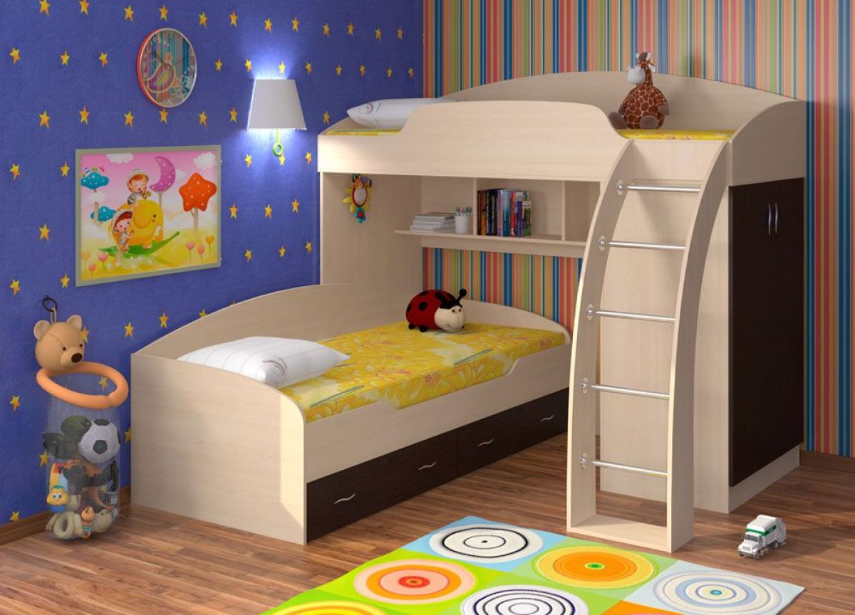 Кровать-чердак Соня-1 верхняя (800*1900) Дуб Молочный | фото 3