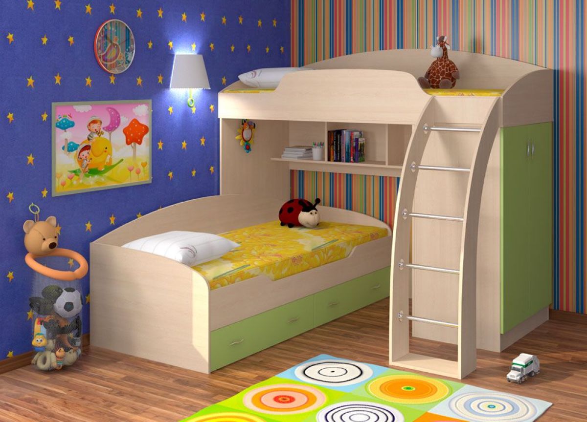 Кровать-чердак Соня-1 верхняя (800*1900) Дуб Молочный | фото 7