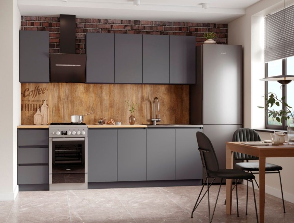 Кухня "МОРИ" 2.0 м (графит/дуб вотан) | фото 4