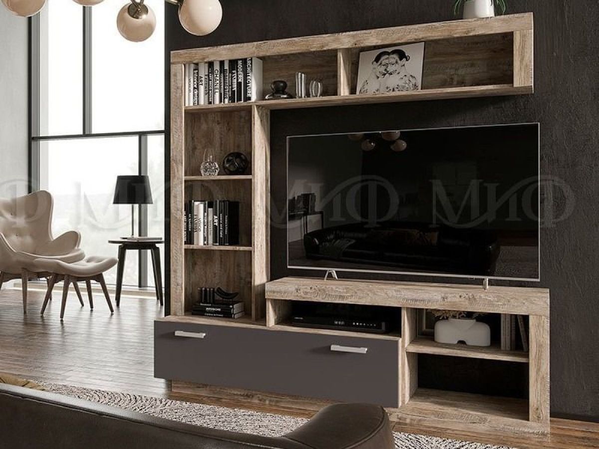 АНГАРА Гостиная (модульная) Графит/дуб юкон | фото 2