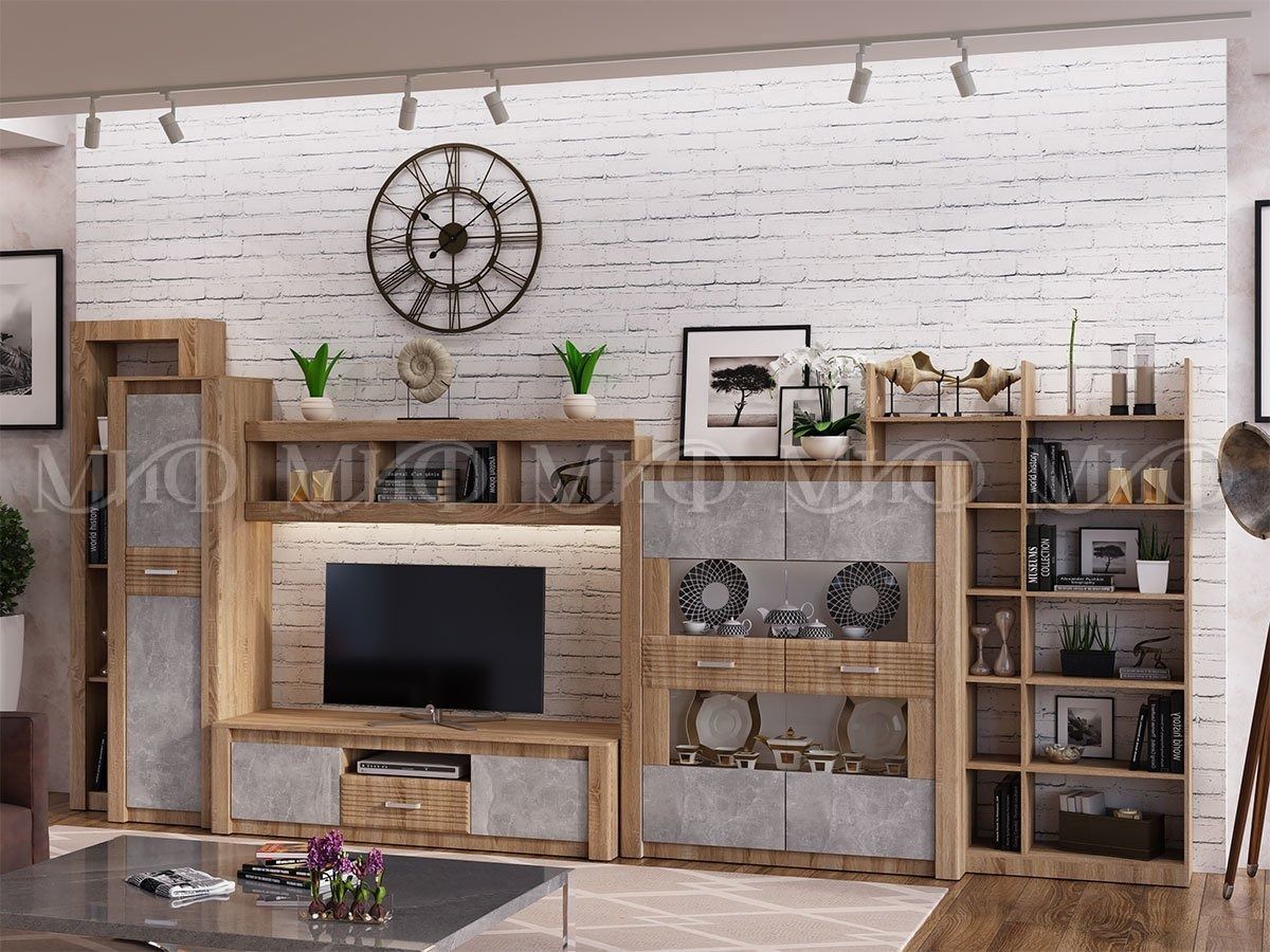 ТЕРРА Шкаф комбинированный (Бетон темный/дуб сонома) | фото 3