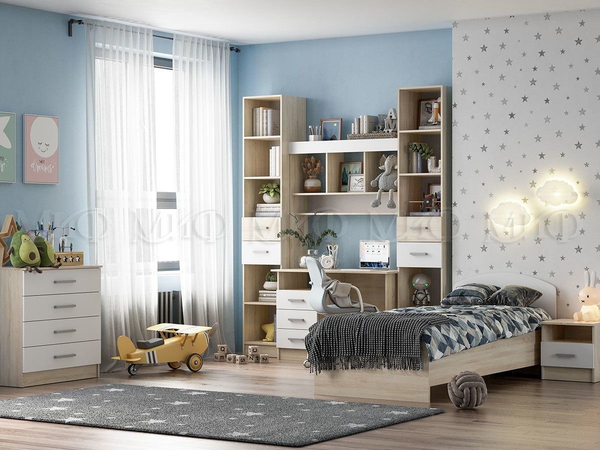 МАРТИНА Стол письменный с надстройкой (Белый глянец/дуб сонома) | фото 2