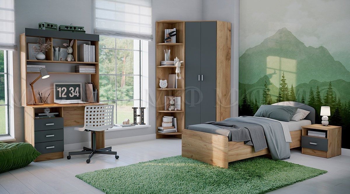 МАРТИНА Тумба прикроватная (Графит/Дуб крафт) | фото 2