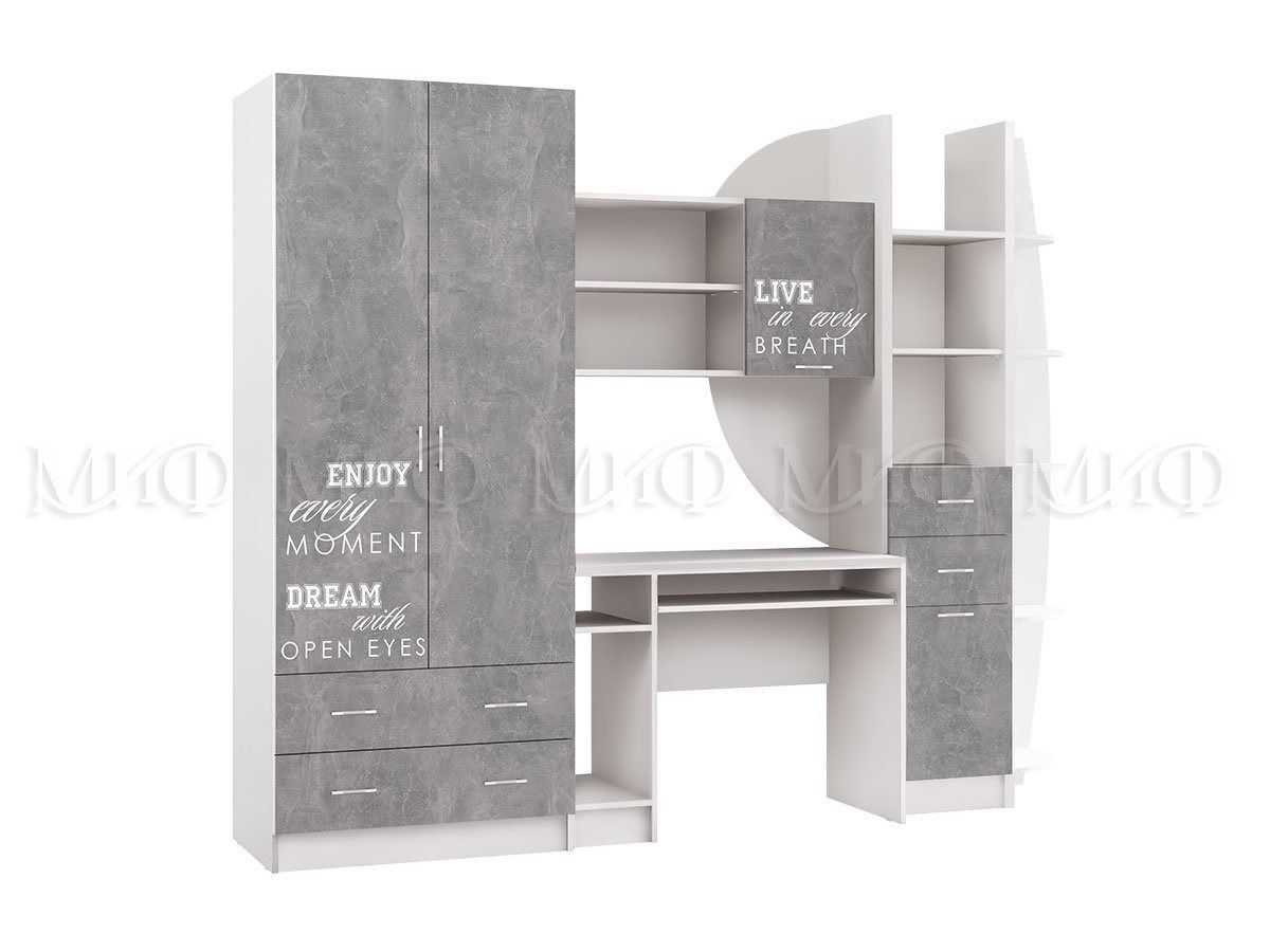 ЮНИОР-2 Детская Лофт ЛДСП (модульная) Бетон светлый/белый | фото 3