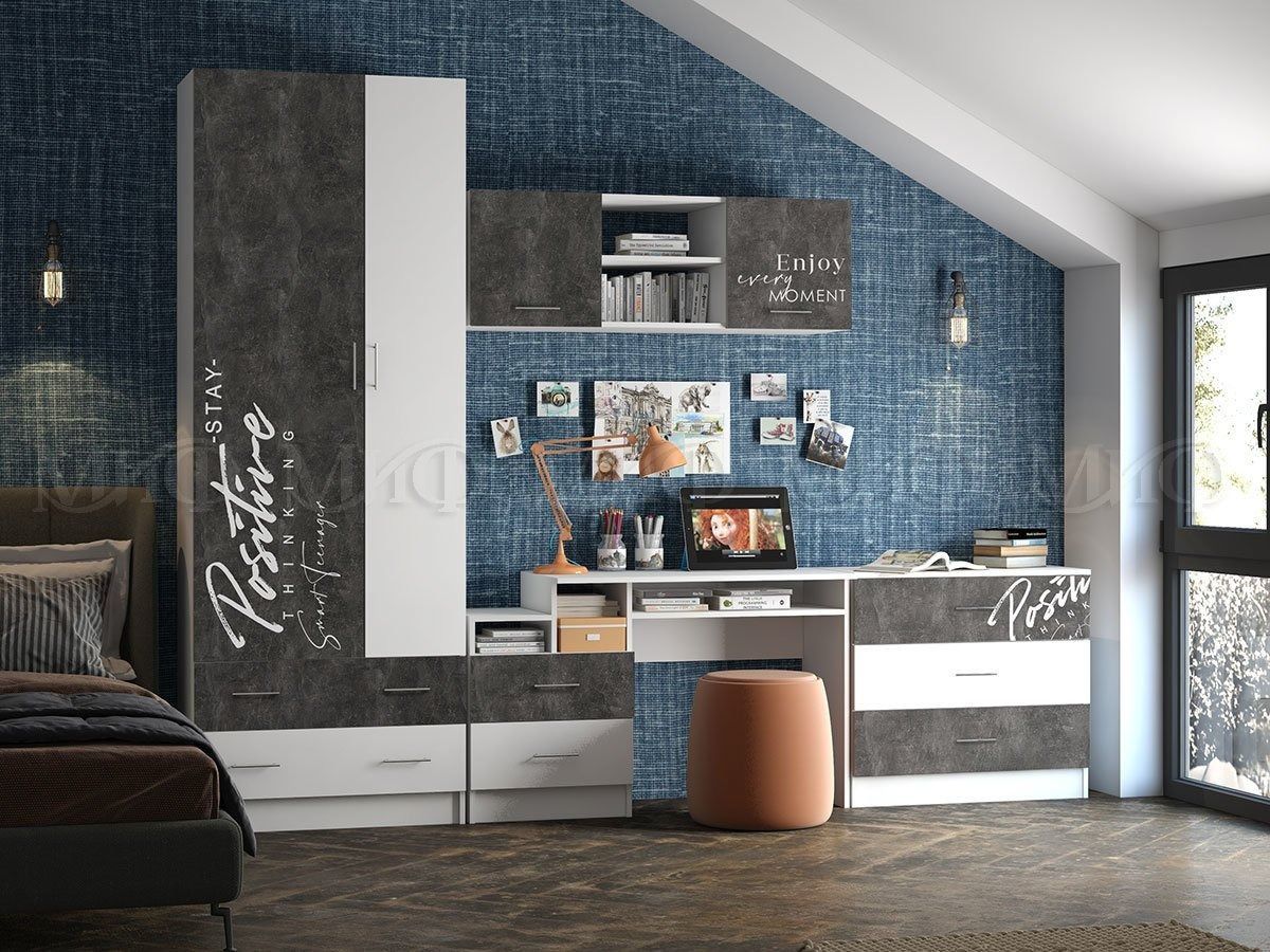 ВЕГА NEW Позитив Комод (Бетон темный/белый) | фото 2