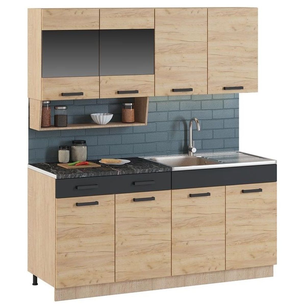 Кухонный гарнитур Алиса 13 (Дуб Сонома/Золотой) 1600 | фото 2