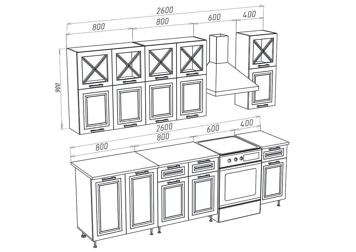 КОНСТАНЦИЯ Кухонный гарнитур 2000/900 Компоновка №4 (Дымчатый) | фото 3
