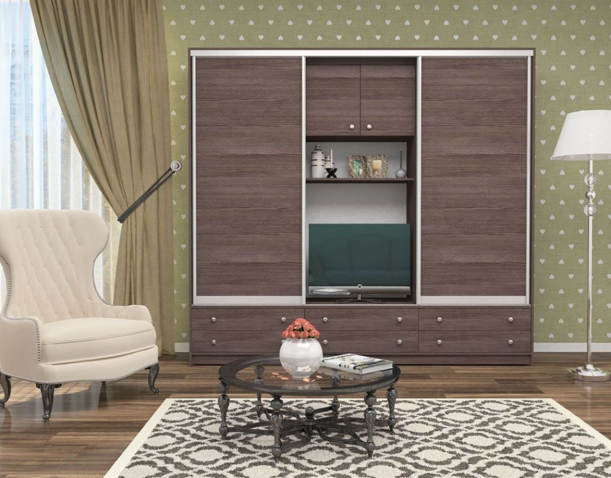 Шкаф-купе Галина с нишей под ТВ 3000 ЛДСП (монорельс) ЛДСП 2 кат. | фото 4