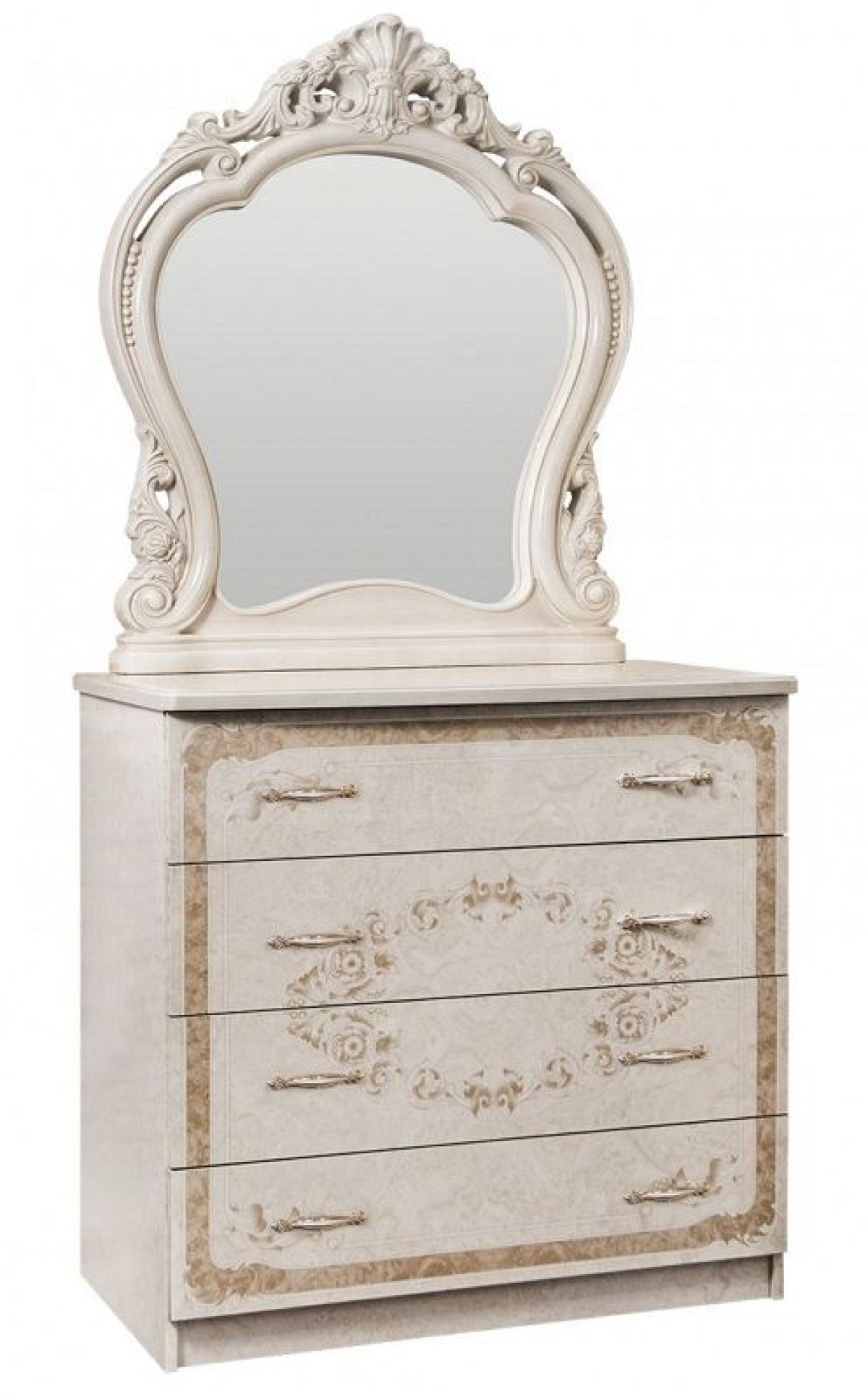 Комод 4 ящика с Зеркалом ППУ (крем) коллекция Патрисия | фото 4