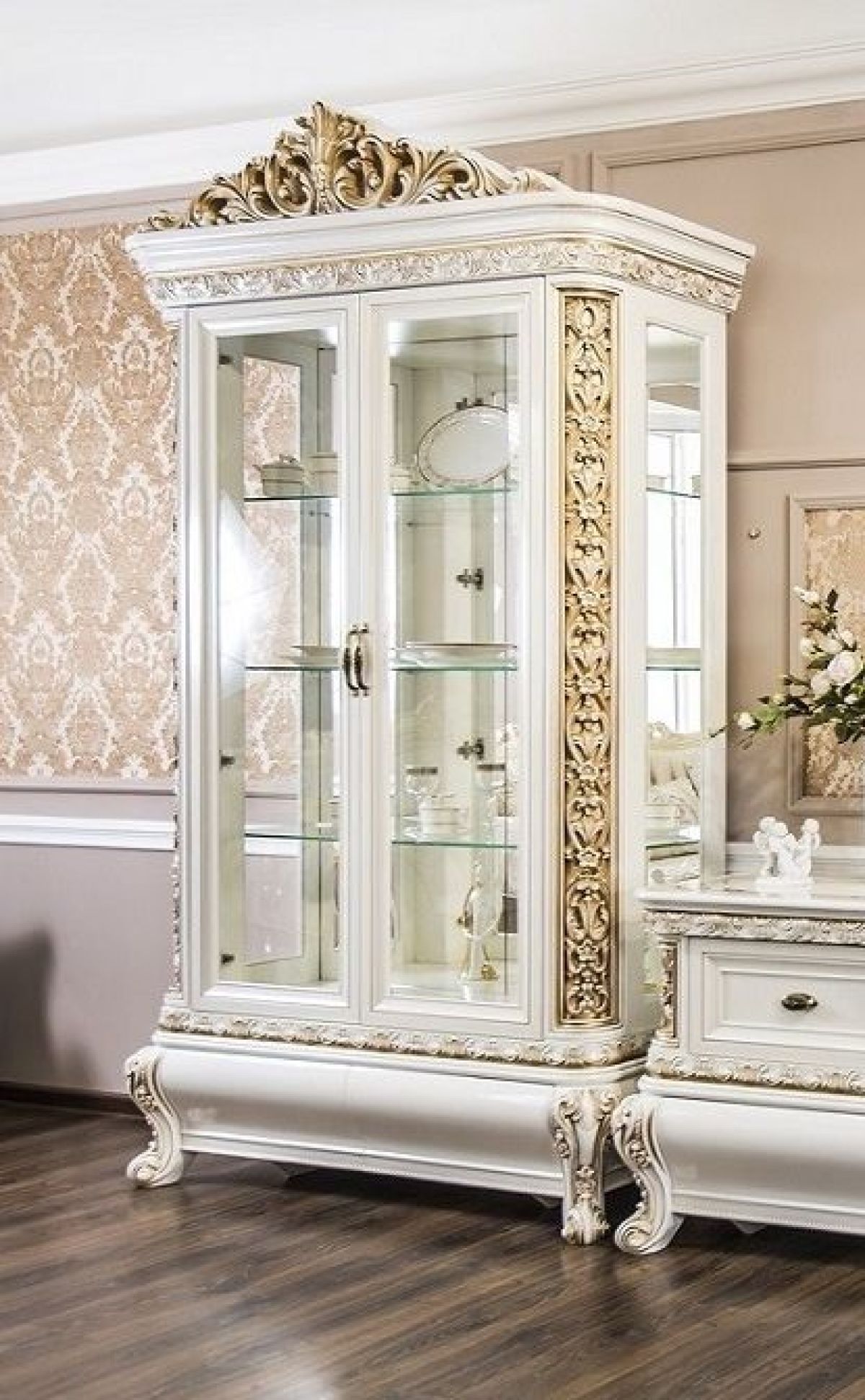 Витрина двухстворчатая Алсу (белый глянец) | фото 2