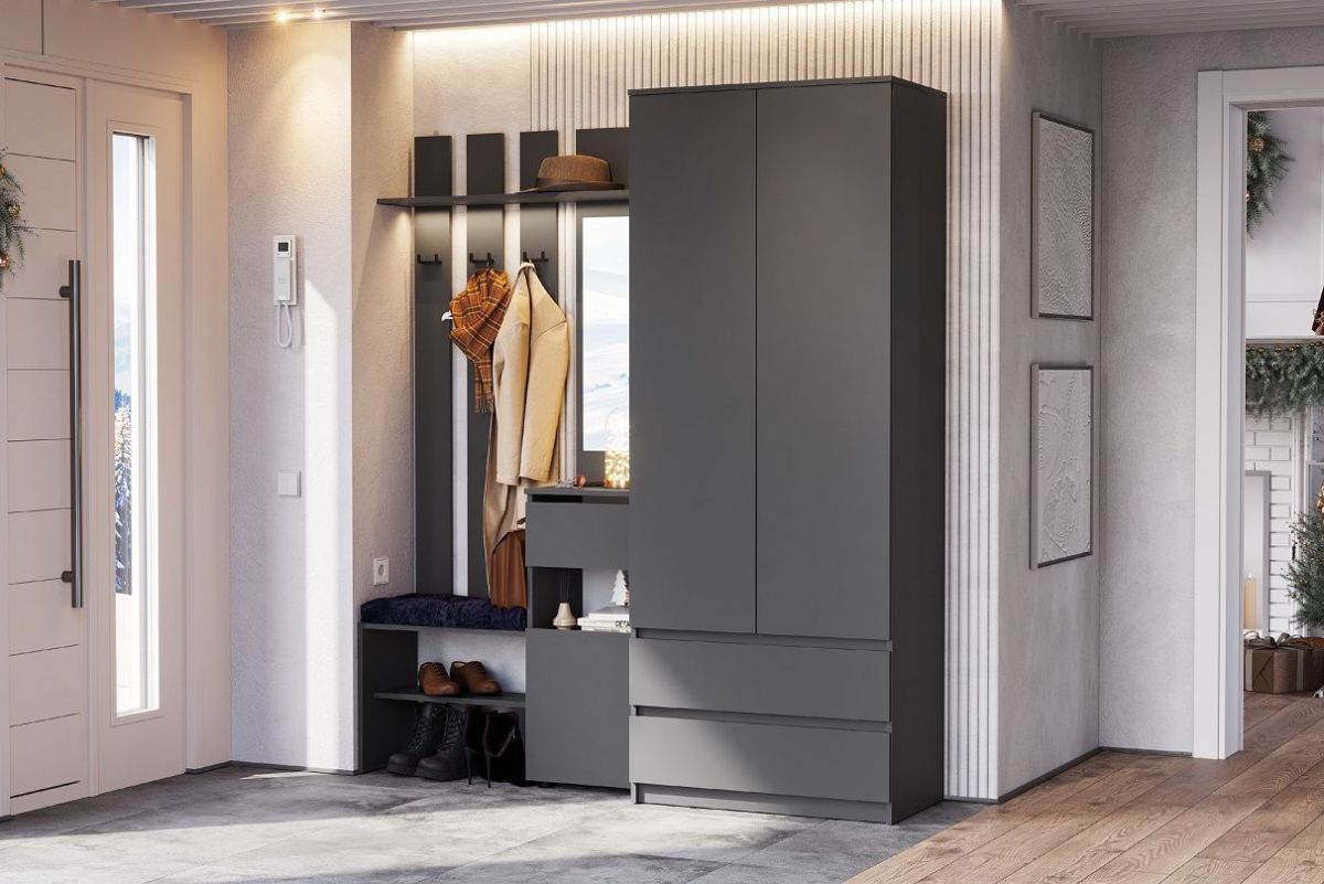 ДЕНВЕР Вешалка с зеркалом (Графит серый) | фото 2