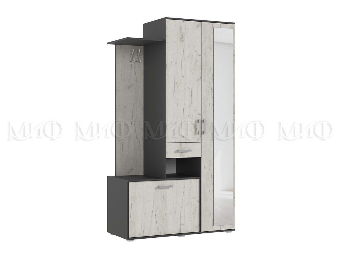 ЛИРА Прихожая ЛДСП (графит/дуб крафт белый) | фото 2