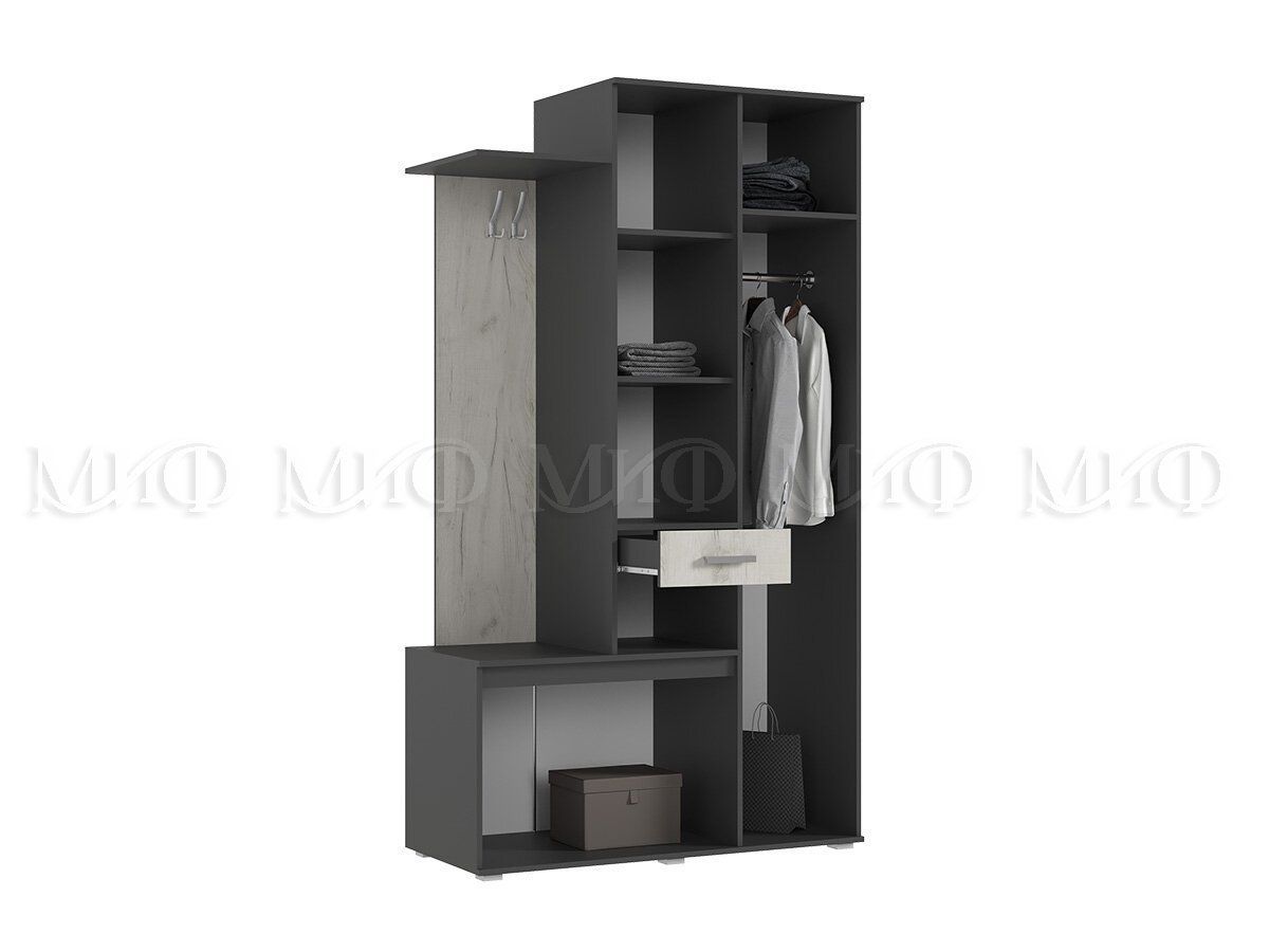 ЛИРА Прихожая ЛДСП (графит/дуб крафт белый) | фото 3