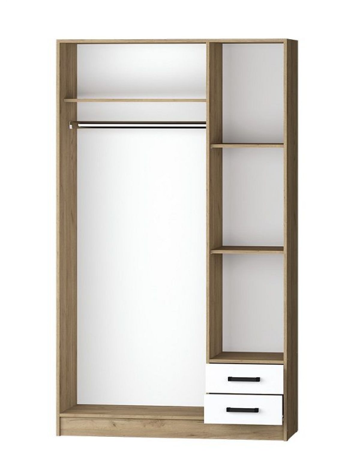 Шкаф распашной Эконом (Дуб крафт золотой/Белый текстурный) | фото 2