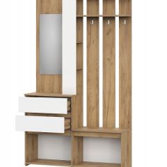 НЕКСТ 1 Вешалка с зеркалом (Дуб Золотой/Белый) | фото 2