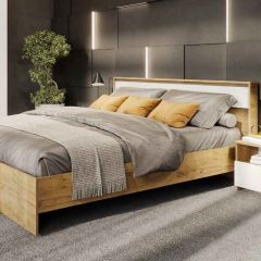 НЕКСТ 1 Спальный гарнитур (модульный) Дуб Золотой/Белый | фото 2