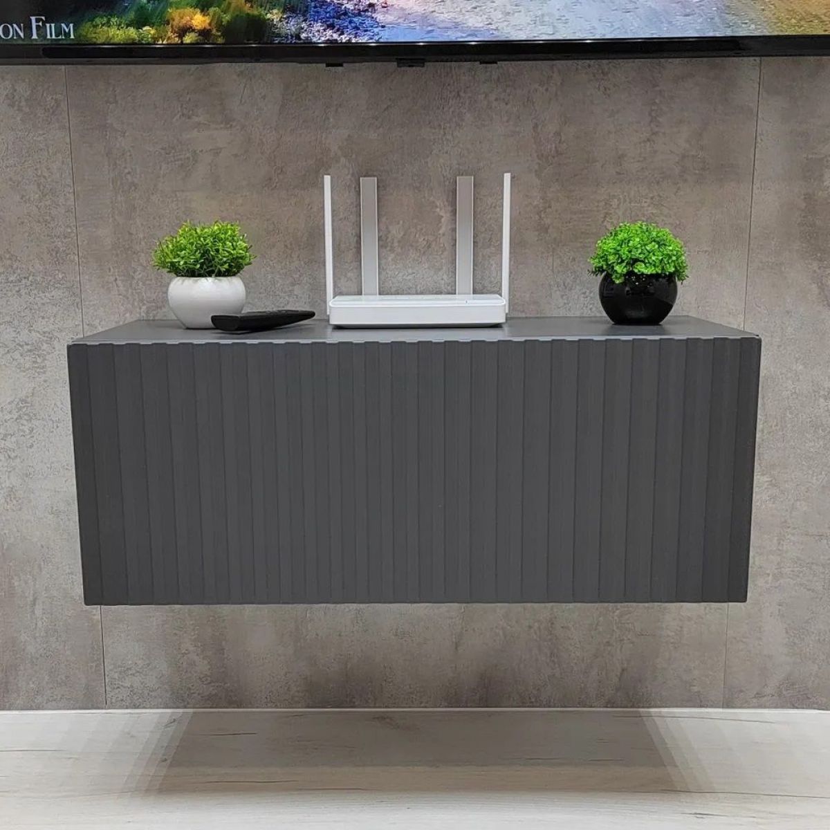 Тумба подвесная под ТВ LINES MTV1-MA 750 Темно-серый (Графит-M 10.1.25) | фото 7