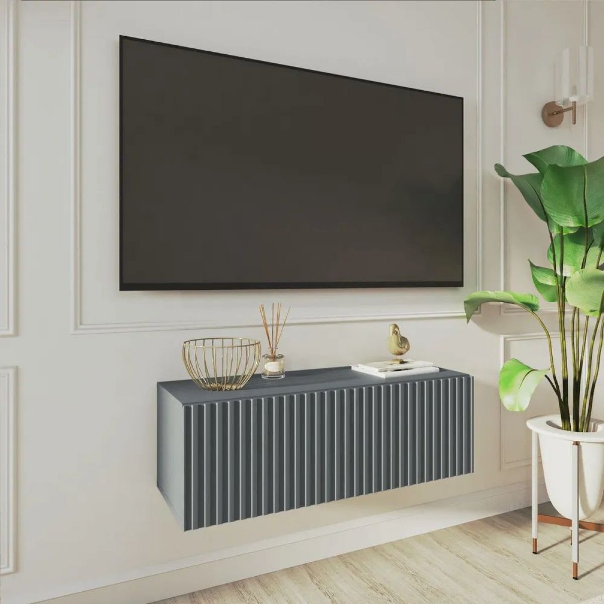 Тумба подвесная под ТВ LINES MTV3-MA 900 Темно-серый (Графит-M 10.1.25) | фото 7