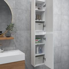 Шкаф пенал навесной для ванной MH10-MA 300х1548 (Белый-М 10.1.1) Белый глянец | фото 3