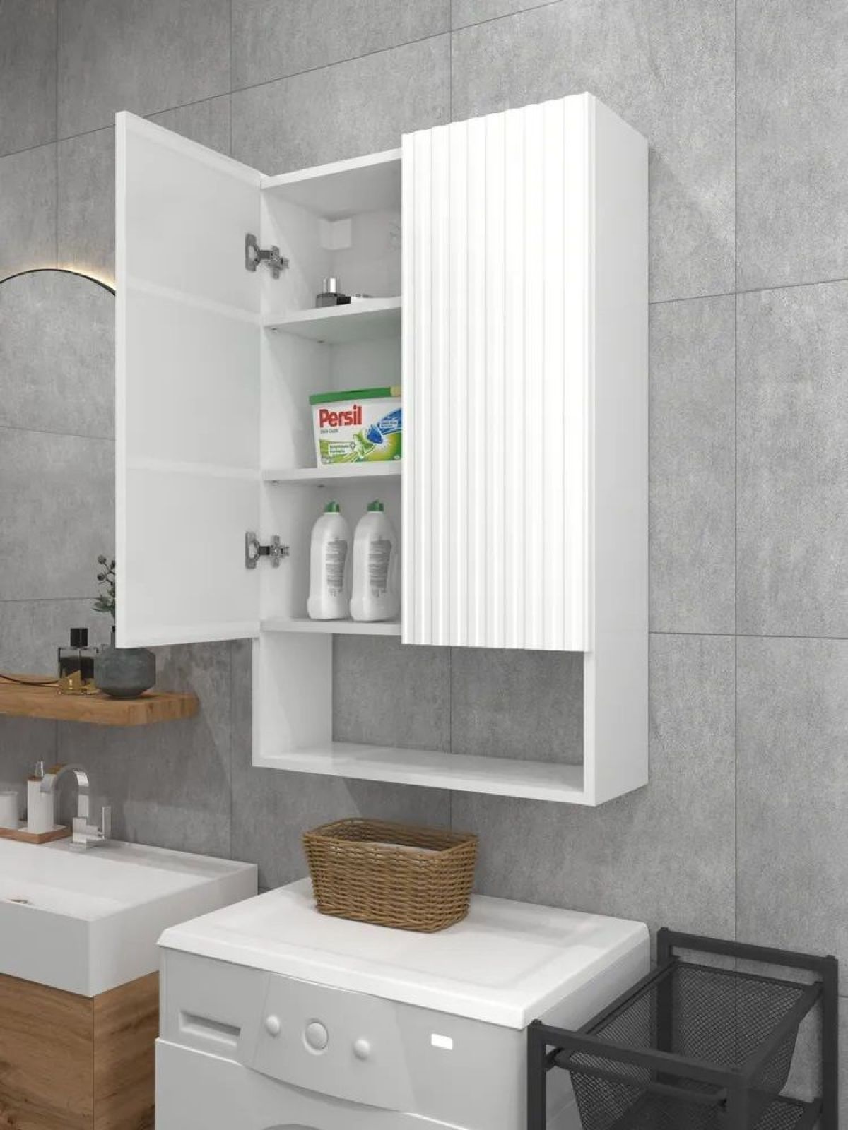 Шкаф навесной для ванной MH22-MA 600х960 (Белый-М 10.1.1) Белый глянец | фото 3