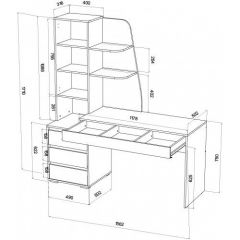ПИФАГОР Стол компьютерный (цемент светлый/цемент темный) | фото 2