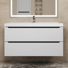 Тумба под раковину Uperwood Tanos 100 см, подвесная, белая/графит | фото 8