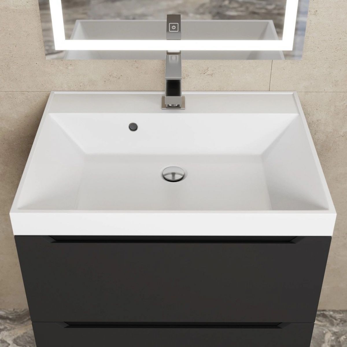 Тумба под раковину Uperwood Tanos 60 см, подвесная, черная матовая | фото 11