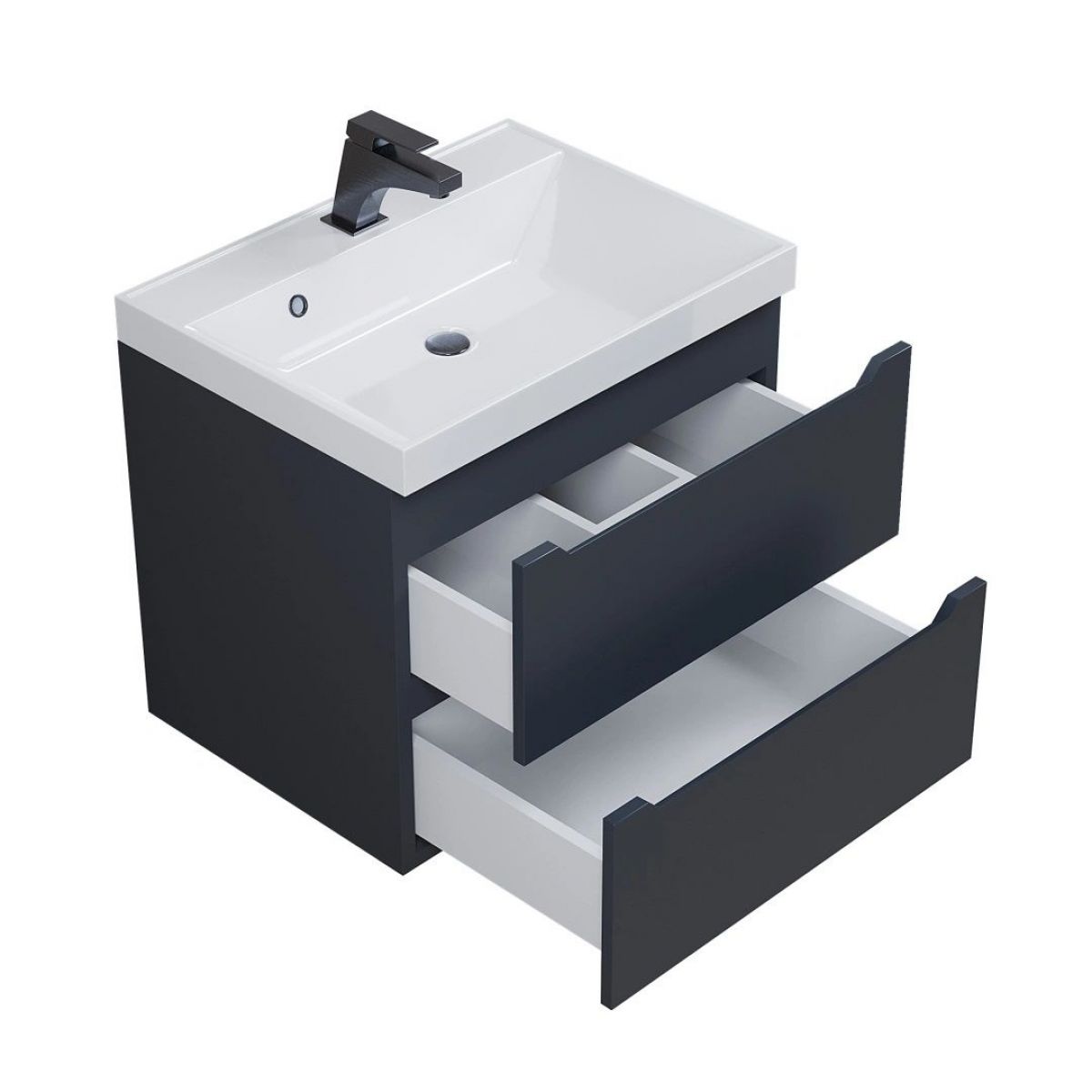 Тумба под раковину Uperwood Tanos 60 см, подвесная, черная матовая | фото 8