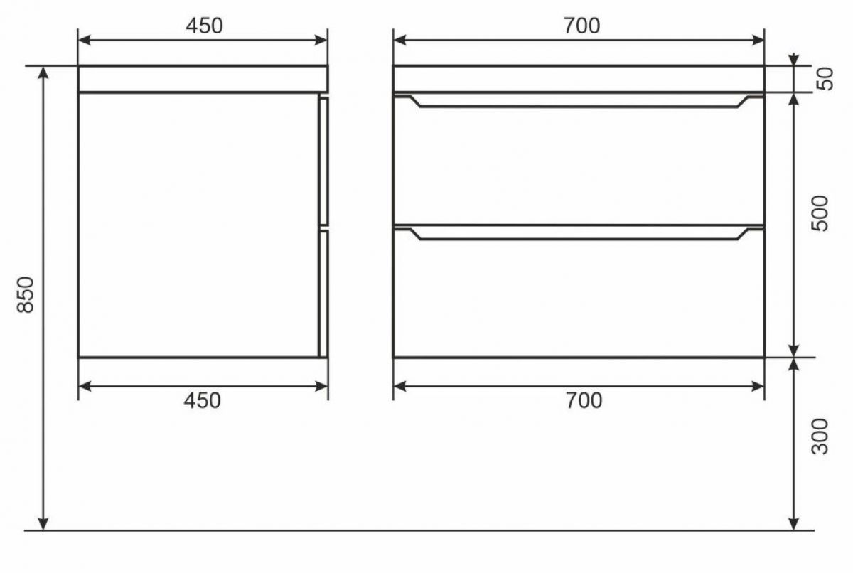 Тумба под раковину Uperwood Tanos 70 см, подвесная, черная матовая | фото 6