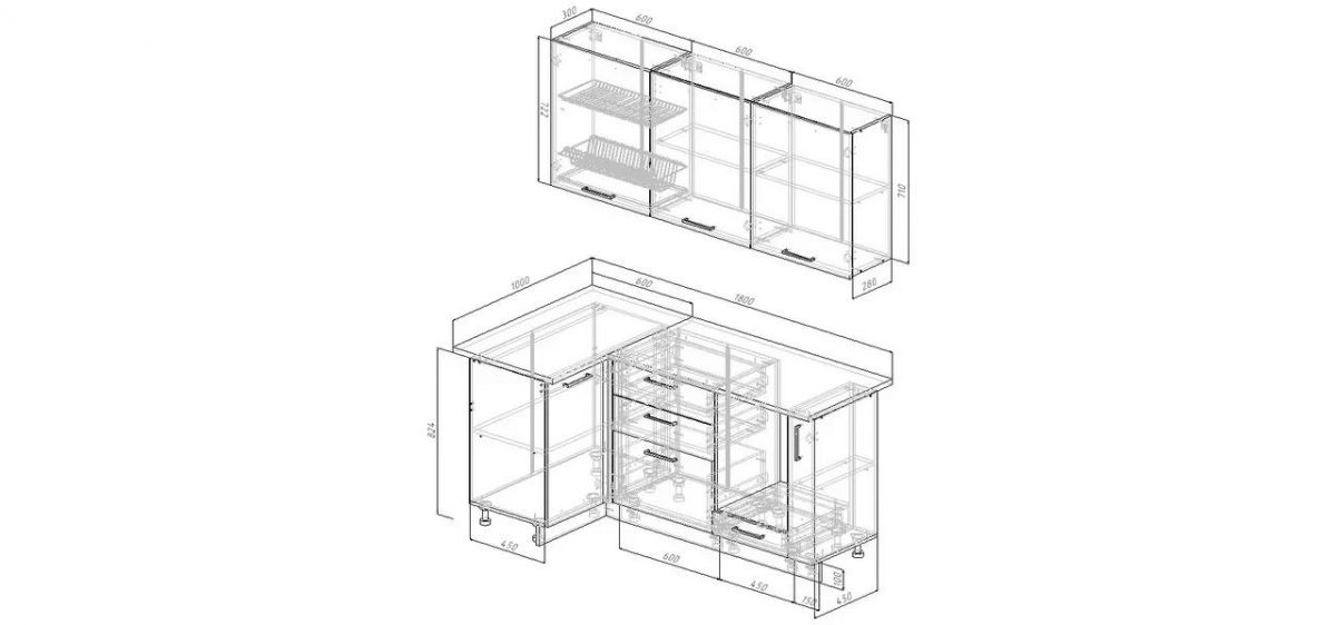 Кухонный гарнитур Антик 1000*1800 (Стол. 38мм) | фото 2