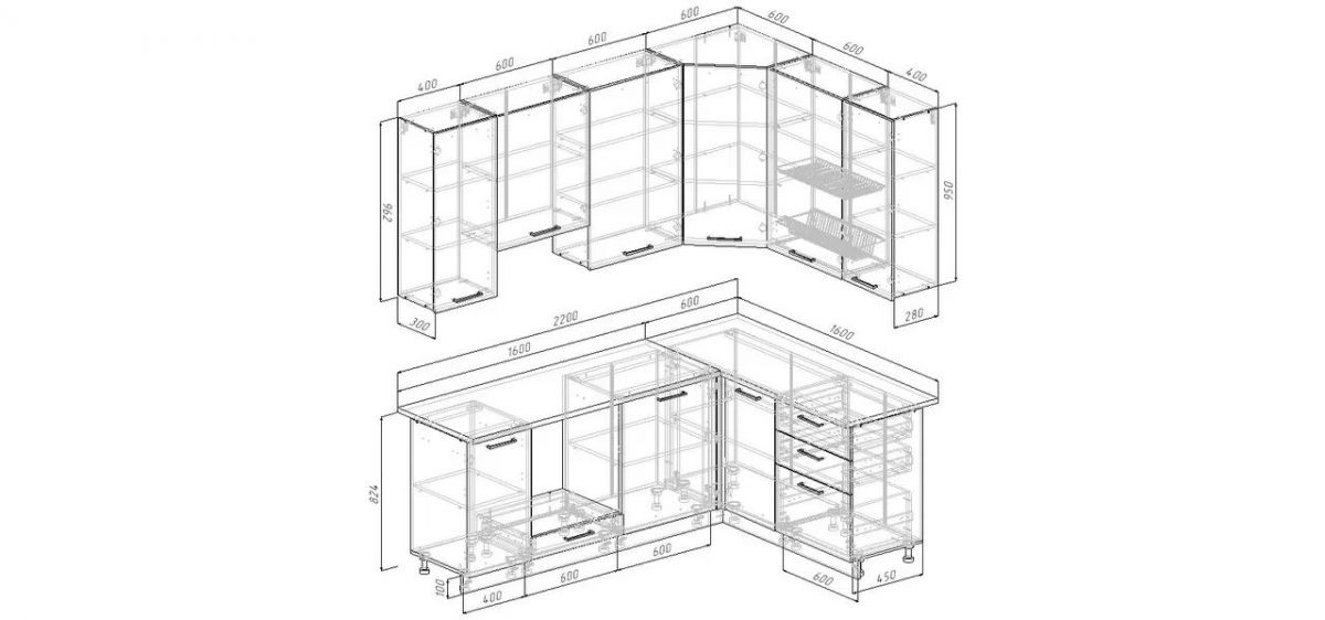 Кухонный гарнитур Антик 2200*1600 h950 (Стол. 38мм) | фото 2