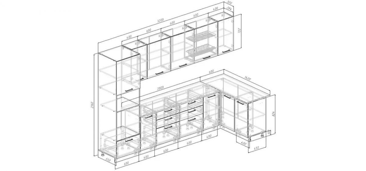 Кухонный гарнитур Белый Глянец 3200*1400 (Стол. 26мм) | фото 2
